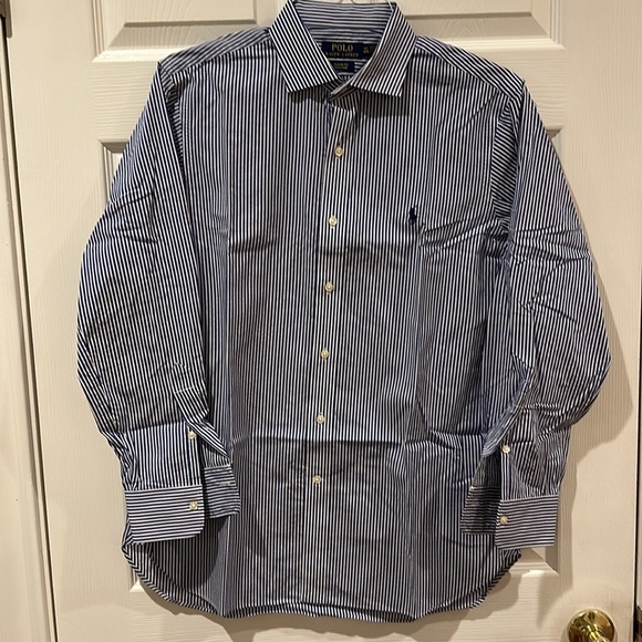 Polo Ralph Lauren Blue/White Striped Spread Collar Dress Shirt - Picture 4 of 4